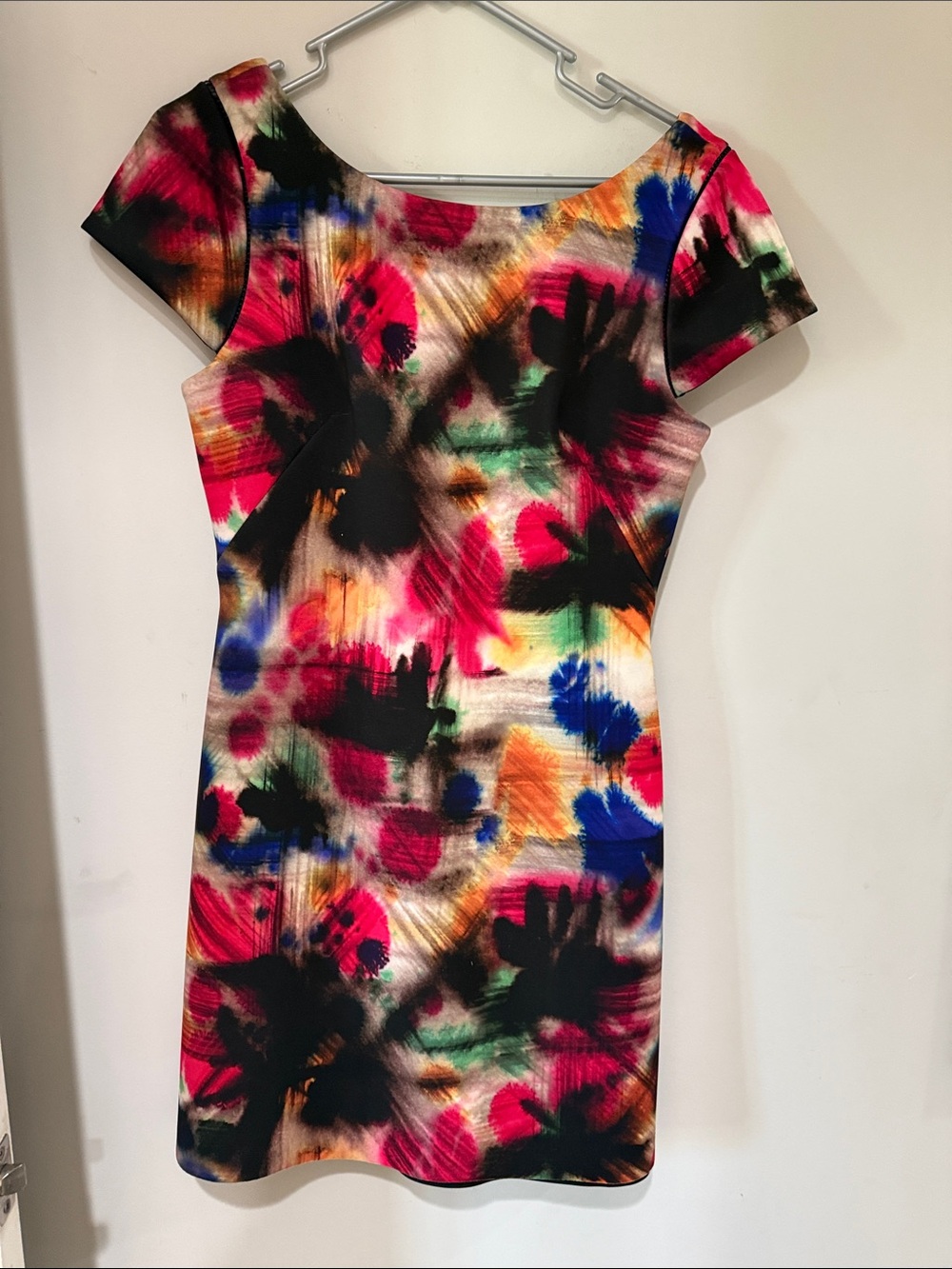 Milly Multi-Color Abstract Scoop Neck Mini Dress